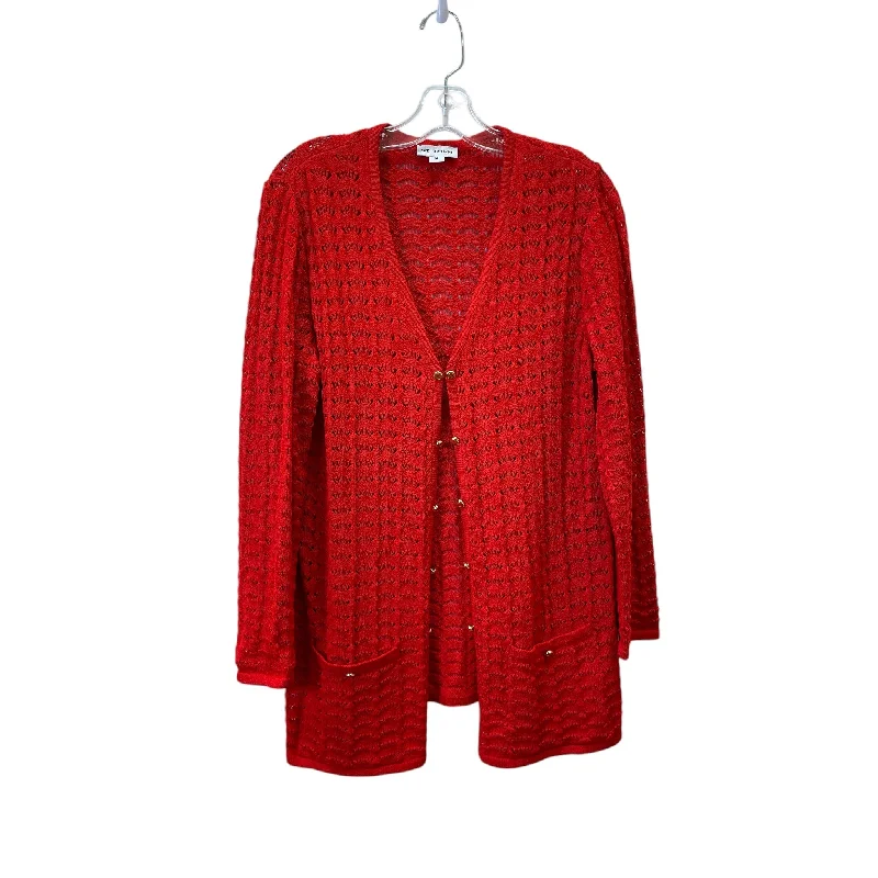 Sweater Cardigan Luxury Designer By St John Knits In Red, Size:M