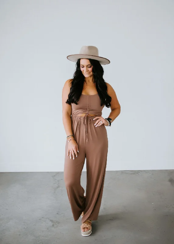 In A Ruched Jumpsuit