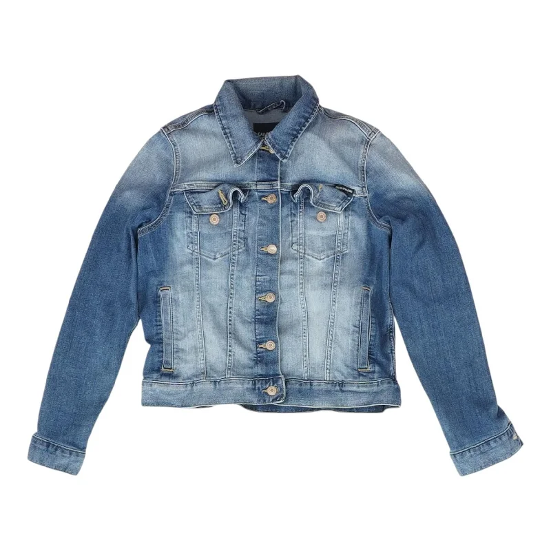 Blue Solid Denim Jacket