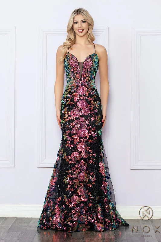 Nox Anabel R1439 Sequins Long Prom Dress