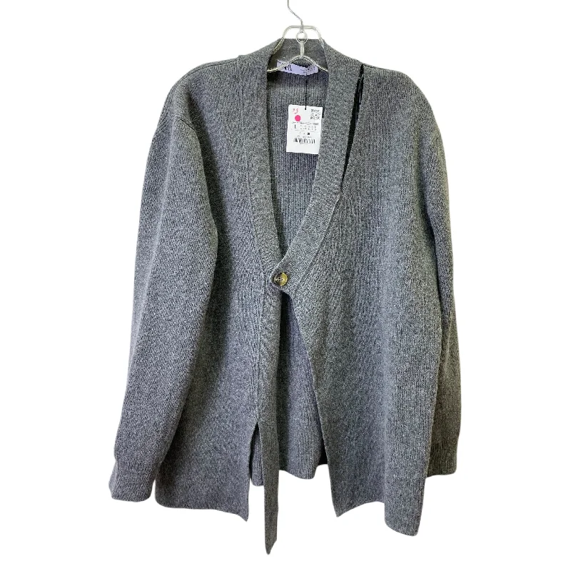 Sweater Cardigan By Zara In Grey, Size:L