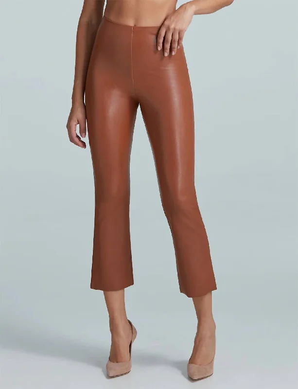 Faux Leather Crop Flare Leggings In Cocoa