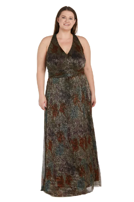 R&M Richards 1539W Long Formal Metallic Plus Size Dress