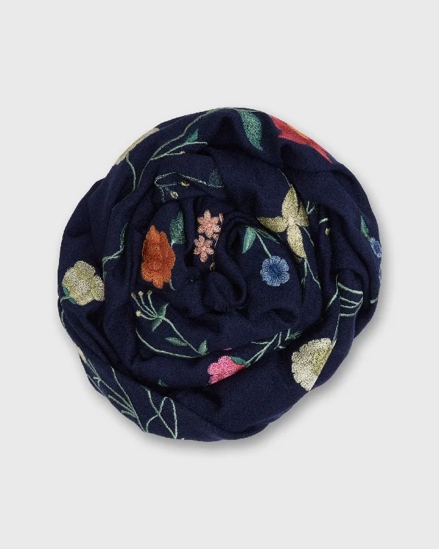 Garden Glory Scarf in Navy