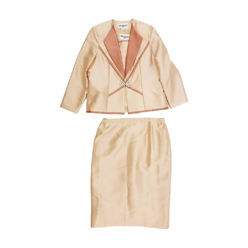 Tan Color Block Blazer Set