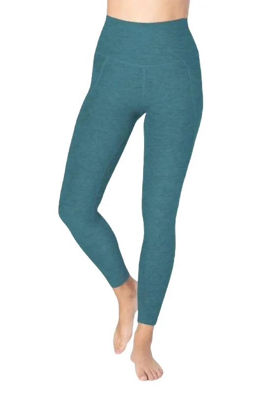 Spacedye Out Of Pocket High Waisted Midi Legging In Stellar Blue Heather