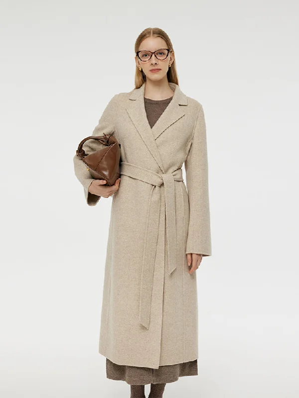 Cashmere And Wool Herringbone Women Wrap Coat