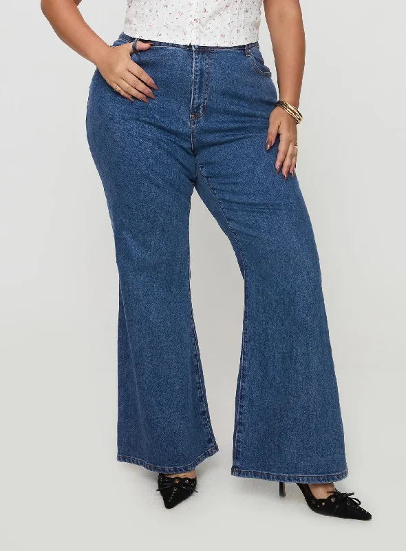 Lucille High Rise Flare Leg Jeans Mid Wash Curve