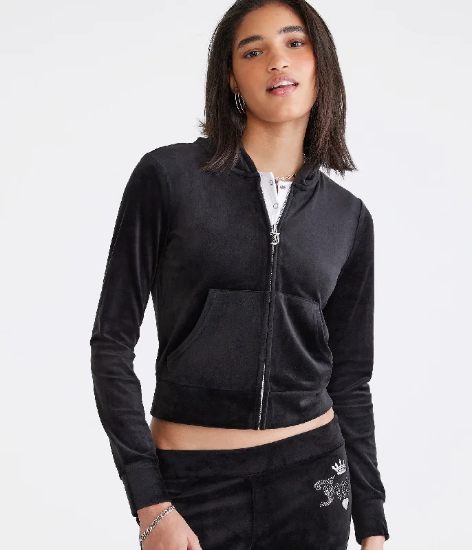 Aeropostale Juicy Couture Bling Velour Full-Zip Hoodie