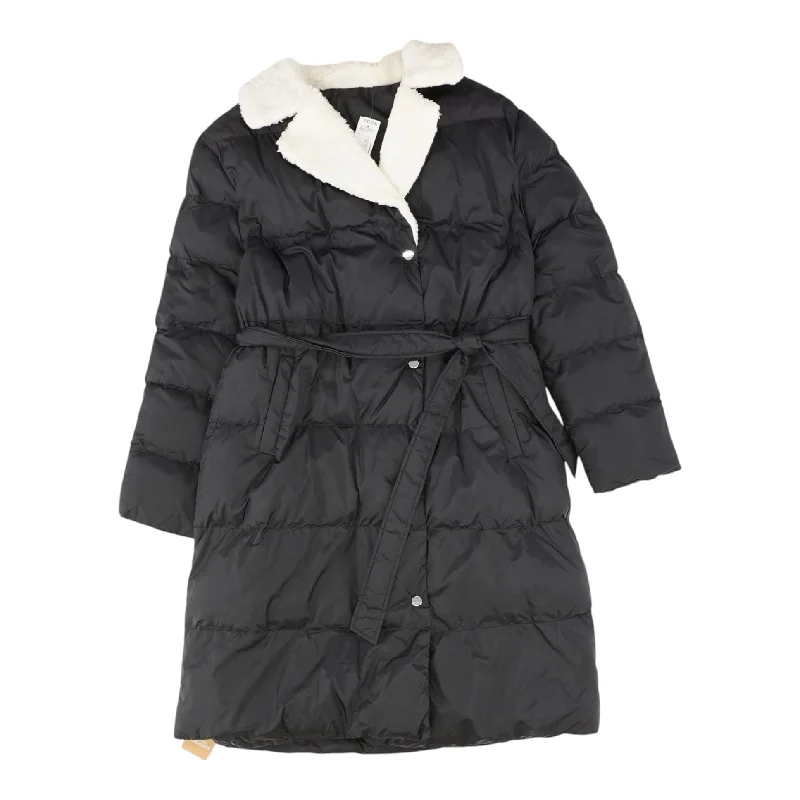 Black Solid Puffer Coat