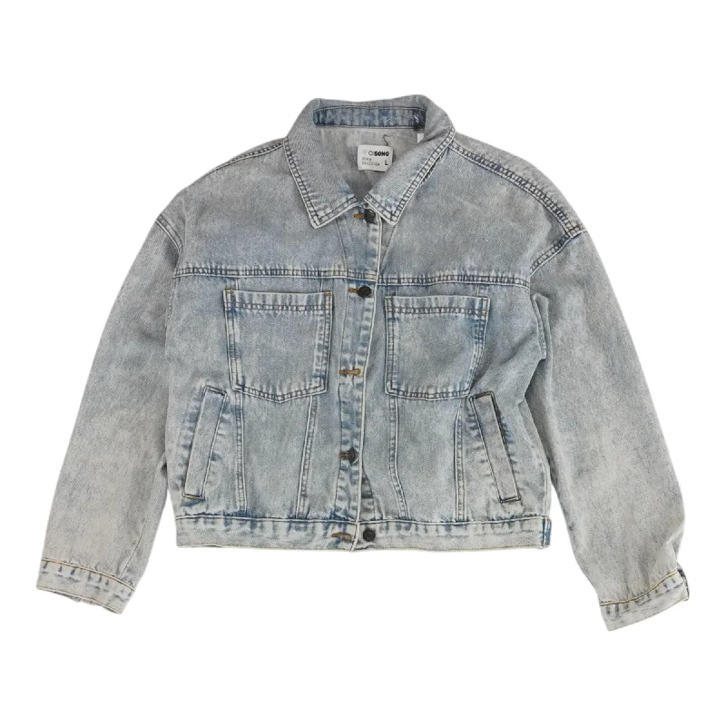 Blue Solid Denim Jacket