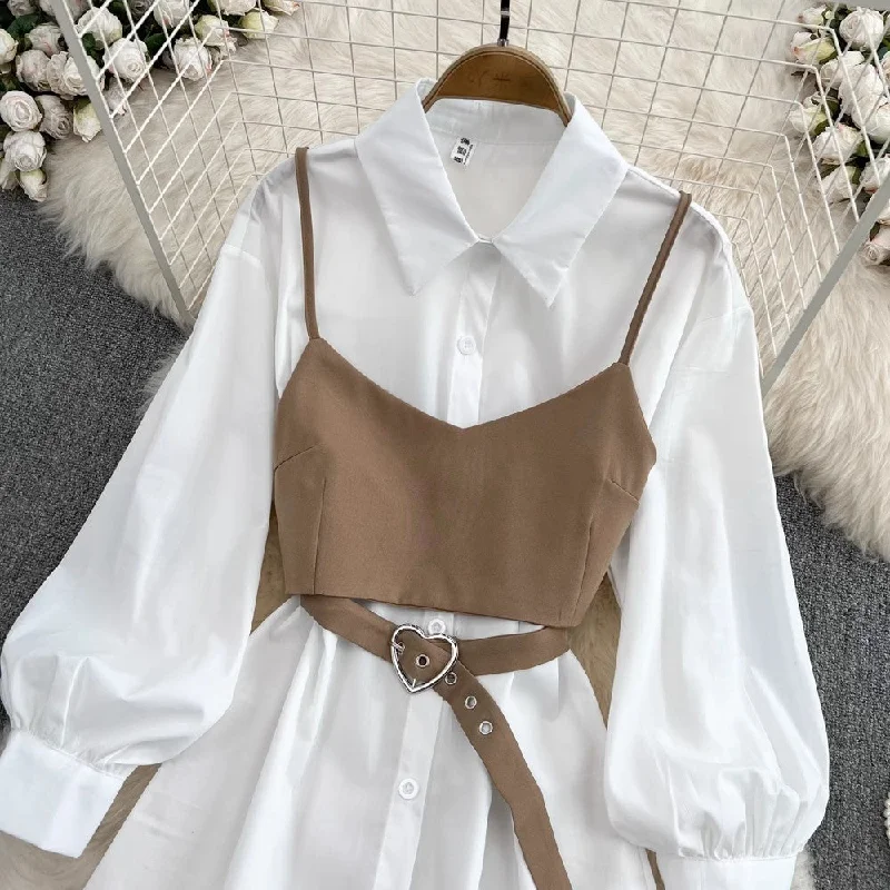 white shirt dress two-piece set    S4014