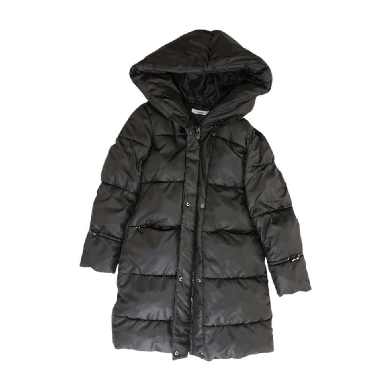 Black Solid Puffer Coat