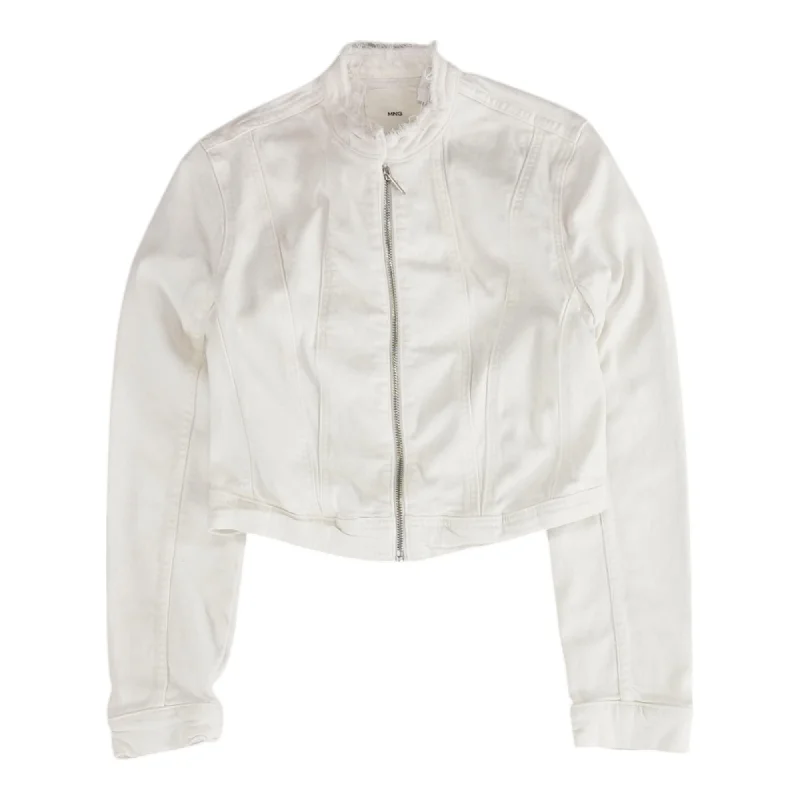 White Solid Denim Jacket