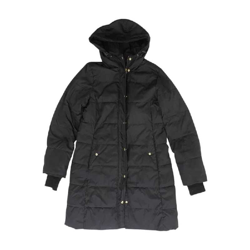 Black Solid Puffer Coat