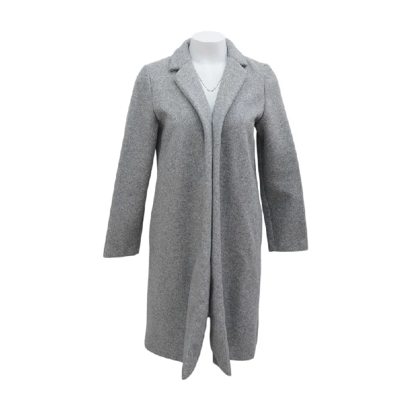 Gray Solid Topcoat Coat