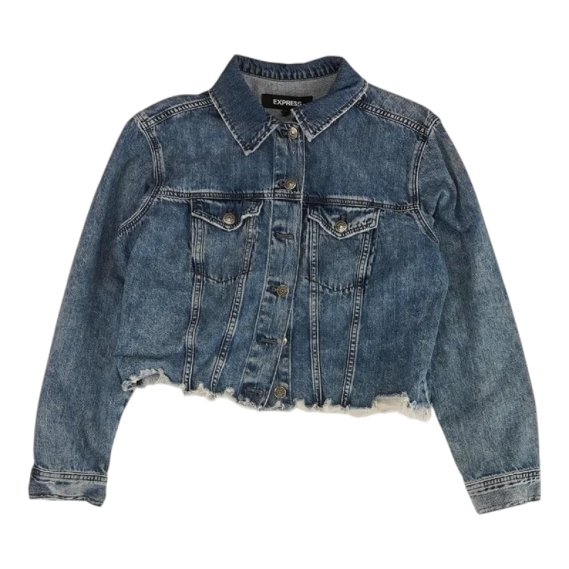 Blue Solid Denim Jacket