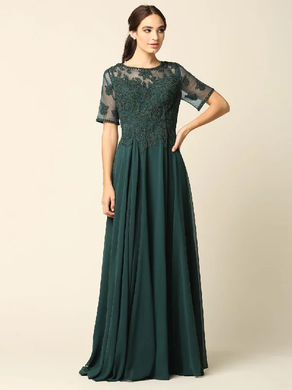 Formal Mother of the Bride Long Lace Chiffon Dress