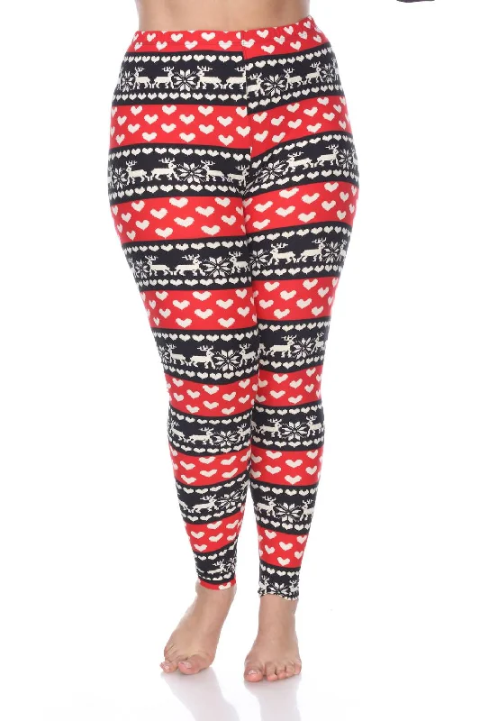 Printed Leggings - Plus In Red / White