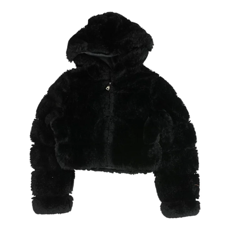 Black Solid Fur Jacket