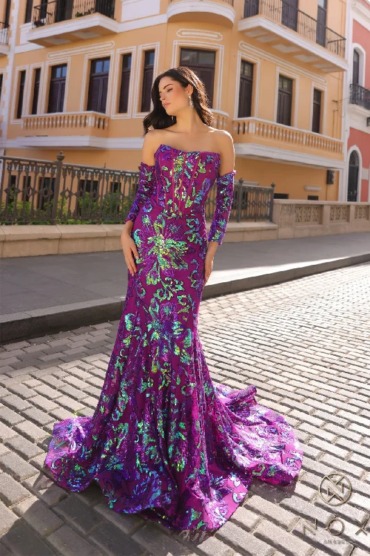 Nox Anabel R1268 Long Sequins Mermaid Prom Gown