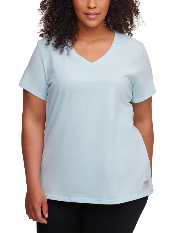 Plus Womens V-Neck Fitness Shirts & Tops