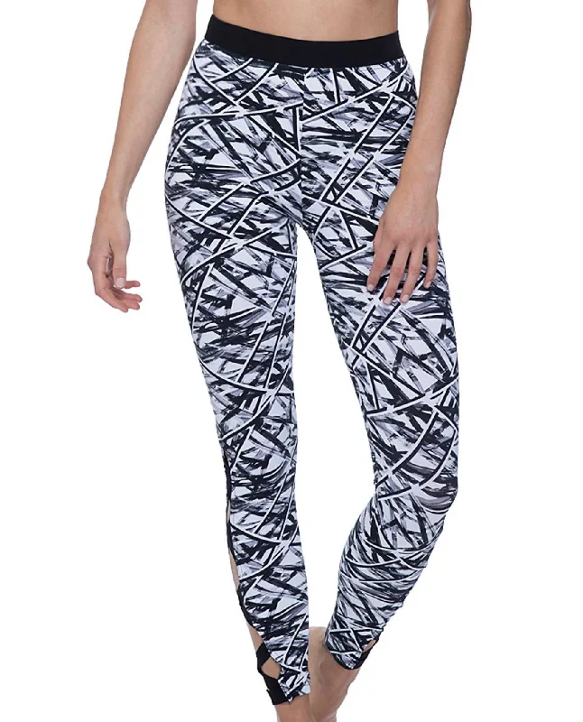 Women's Strappy Sides Long Swim Leggings In Off Track