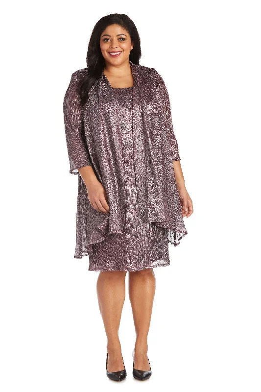 R&M Richards 7261W Short Plus Size Metallic Dress