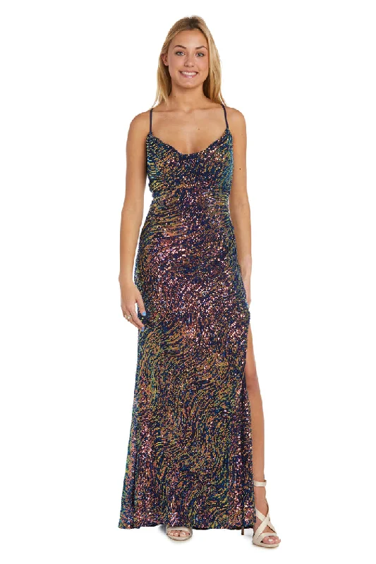 Morgan & Co 13124 Long Formal Sequin Fitted Prom Dress