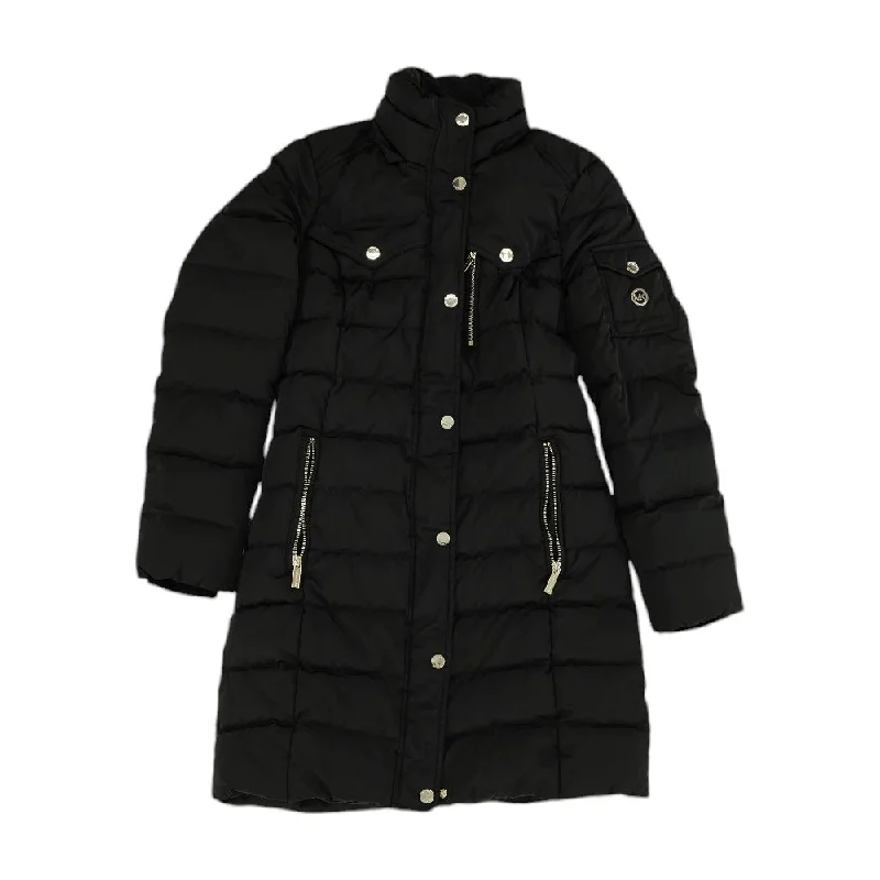 Black Solid Puffer Coat