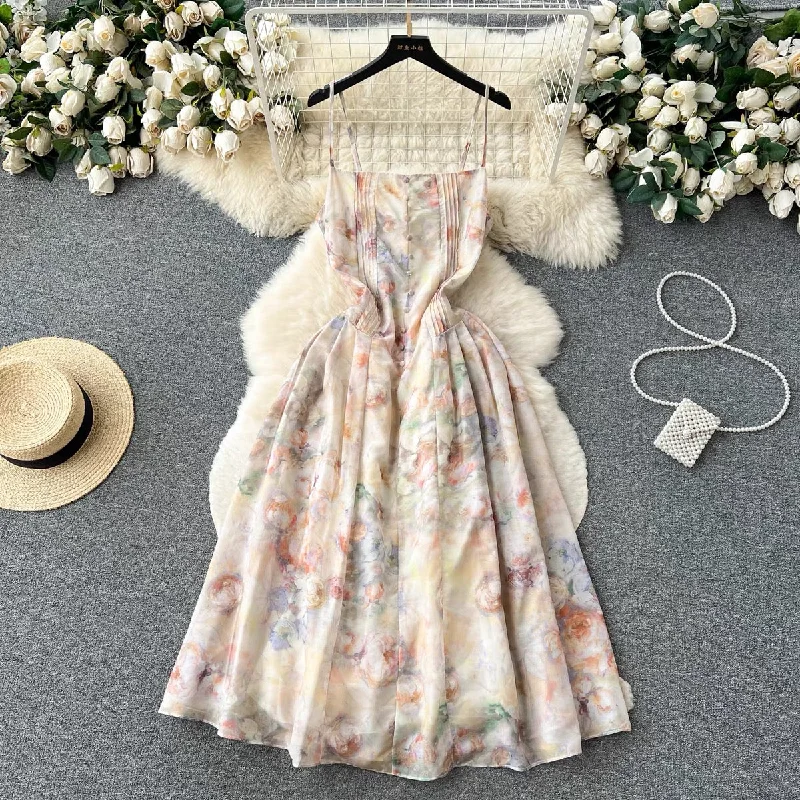 Spaghetti Strap Dress,fairy Floral Dress,cute Dress   S4434