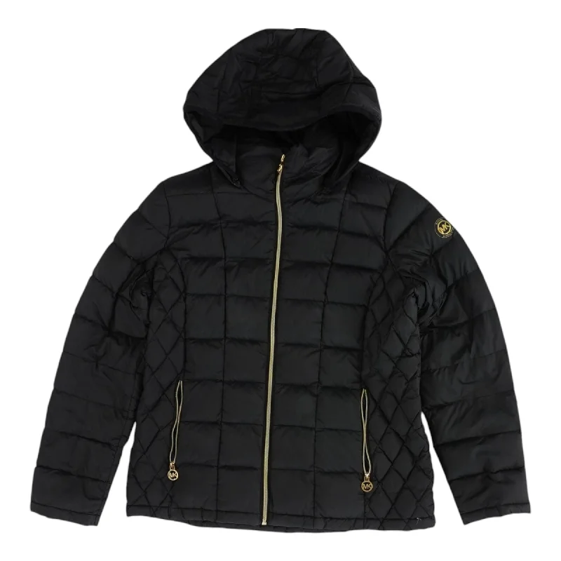 Black Solid Puffer Jacket