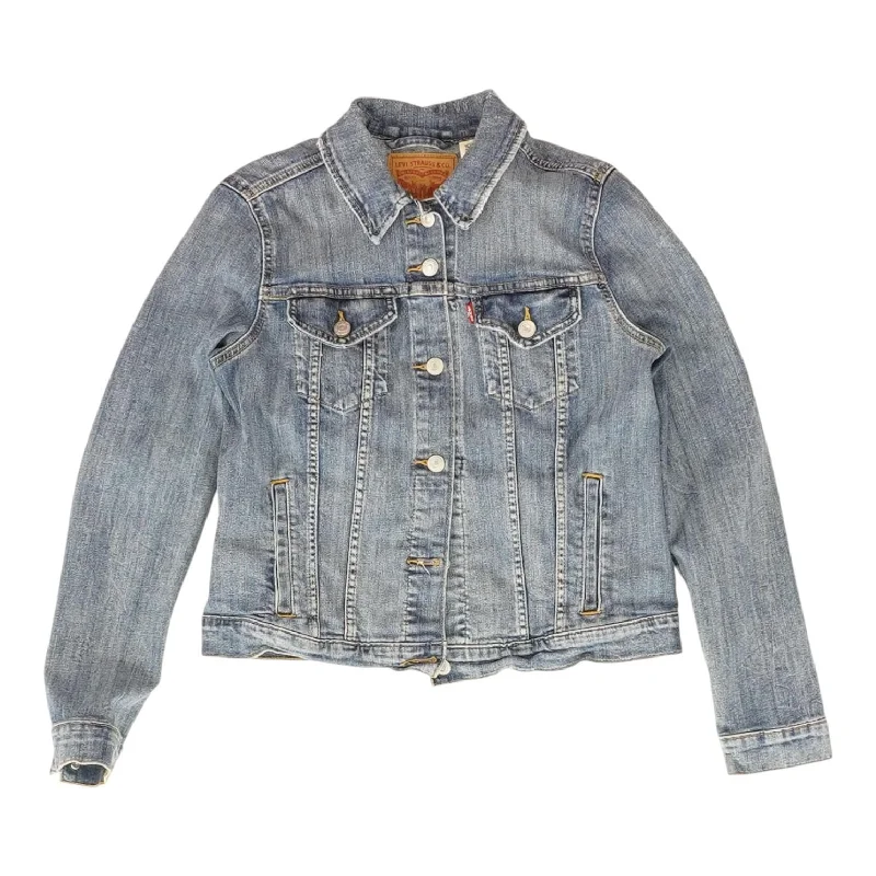 Blue Solid Denim Jacket