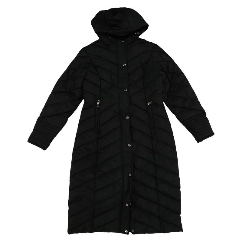 Black Solid Puffer Coat