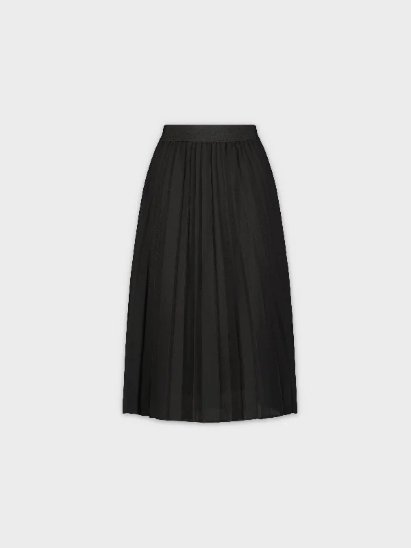 CHIFFON PLEATED SKIRT 26"-BLACK