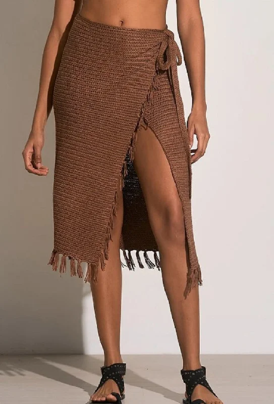 Crochet Wrap Skirt In Brown