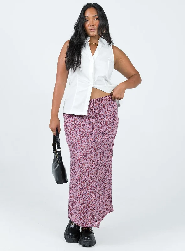 Motel Relow Skirt 90S Floral Burgundy