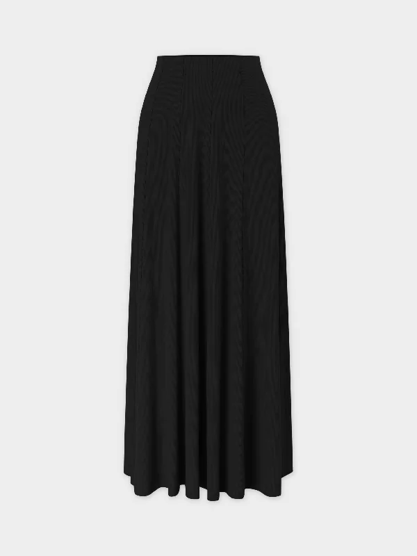 Panel Ribbed Skirt-Black