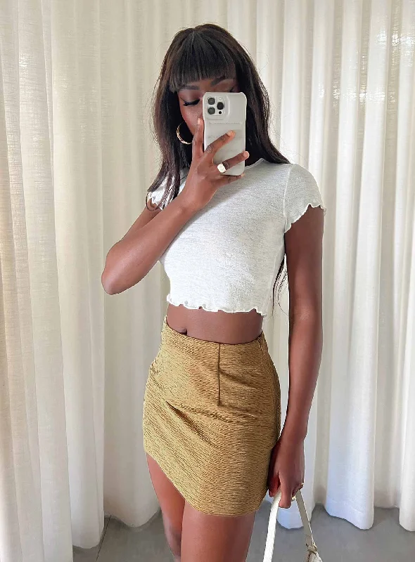 Selby Textured Mini Skirt Beige