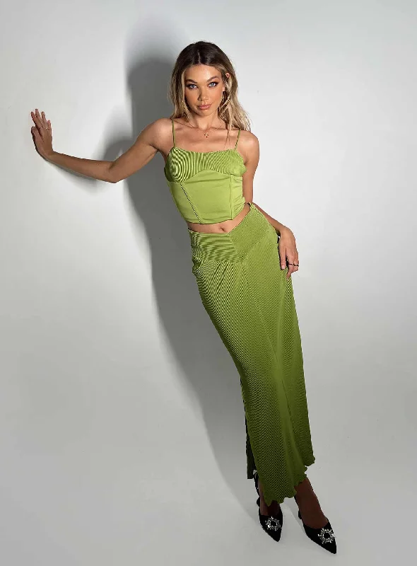 Topakas Plisse Maxi Skirt Green