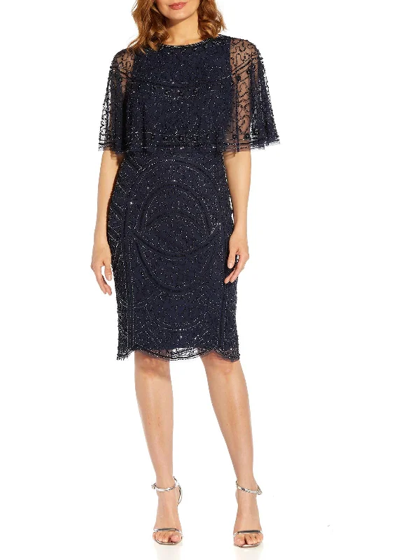 Womens Beaded Sheath Cocktail and Party Dress