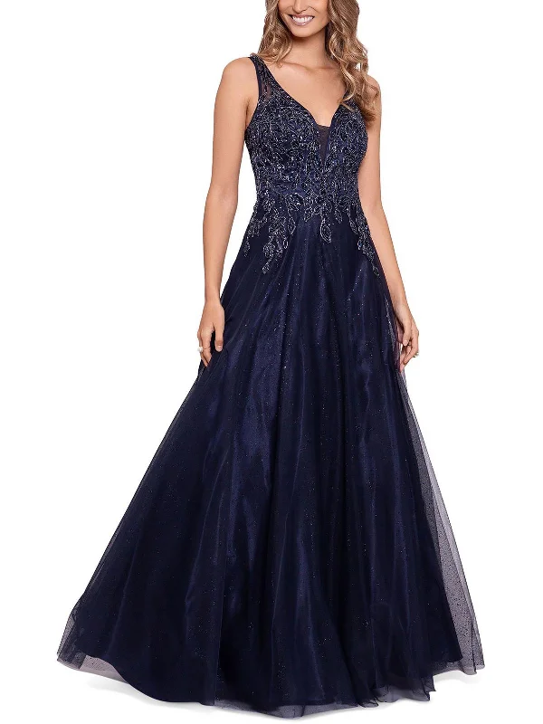 Womens Embellished Sleeveless Evening Dress