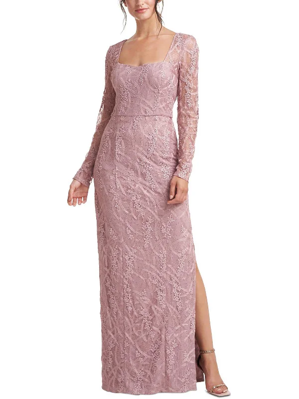 Womens Lace Embroidered Evening Dress