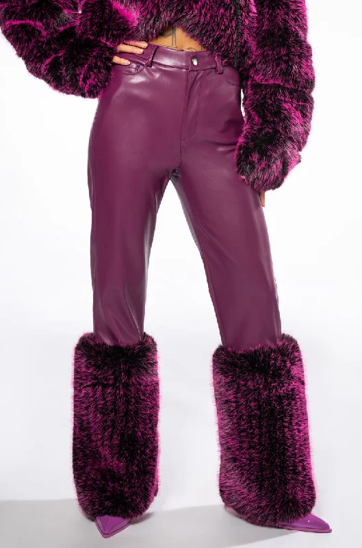 GIULIA THREE-DEE FAUX LEATHER FUR PANTS