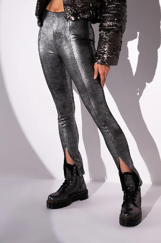 INTO THE NIGHT METALLIC SPLIT HEM PANT