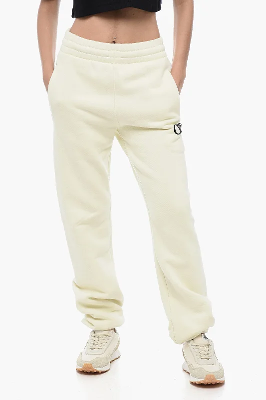 Off-White Embroidered Logo Brushed Cotton Joggers