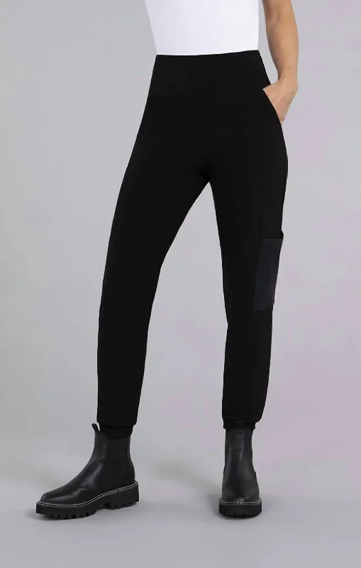 Safari Pant With Faux Leather In Black