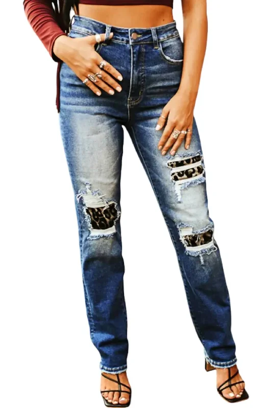 Tummy Control Boyfriend Jeans In Mid Wash