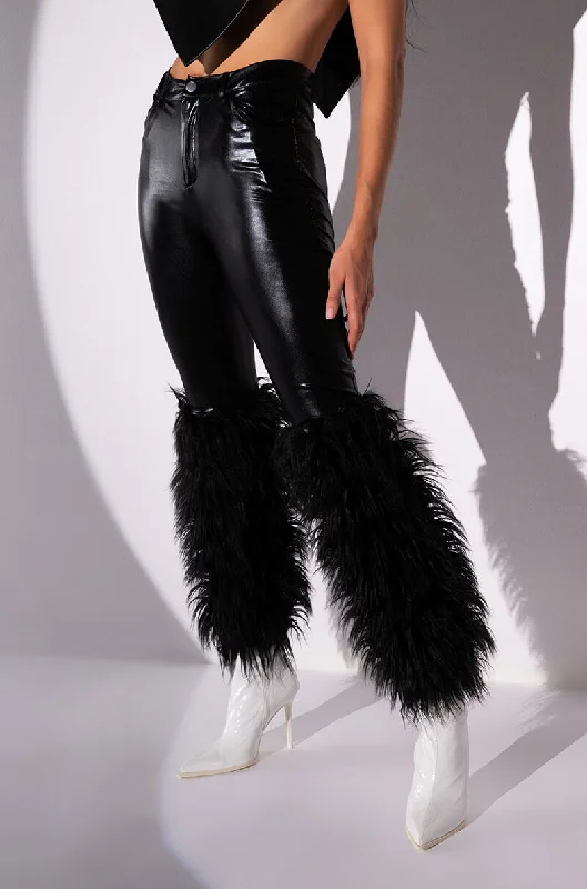 VIBE TO REMEMBER FAUX FUR VEGAN LEATHER PANT