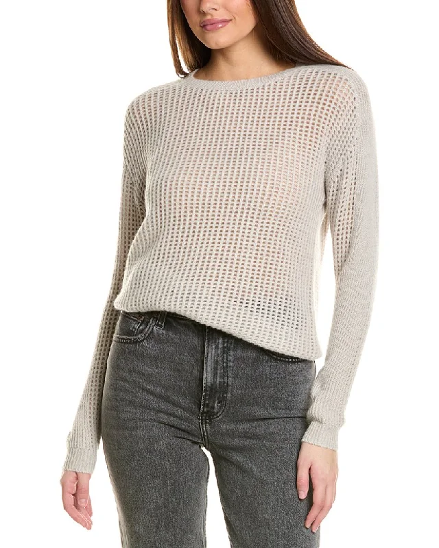 Amicale Cashmere Mesh Crewneck Cashmere Sweater